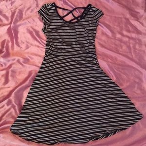 Stripped navy blue and white dress.